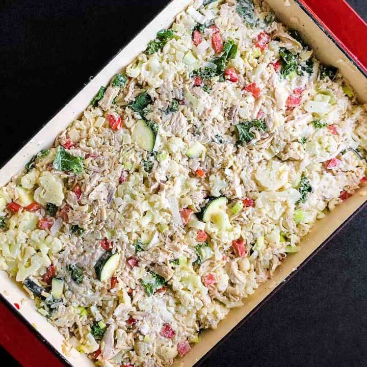 chicken rice and vegetable casserole, Mix into chicken rice and veggies