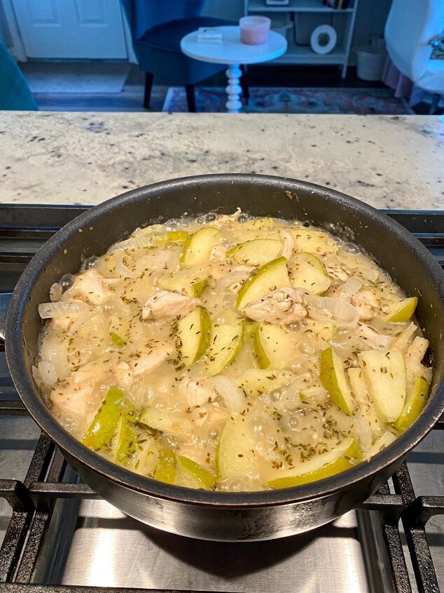 the best apple chicken skillet happy honey kitchen, Once the chicken is cooked add all other ingredients except Dijon mustard and simmer