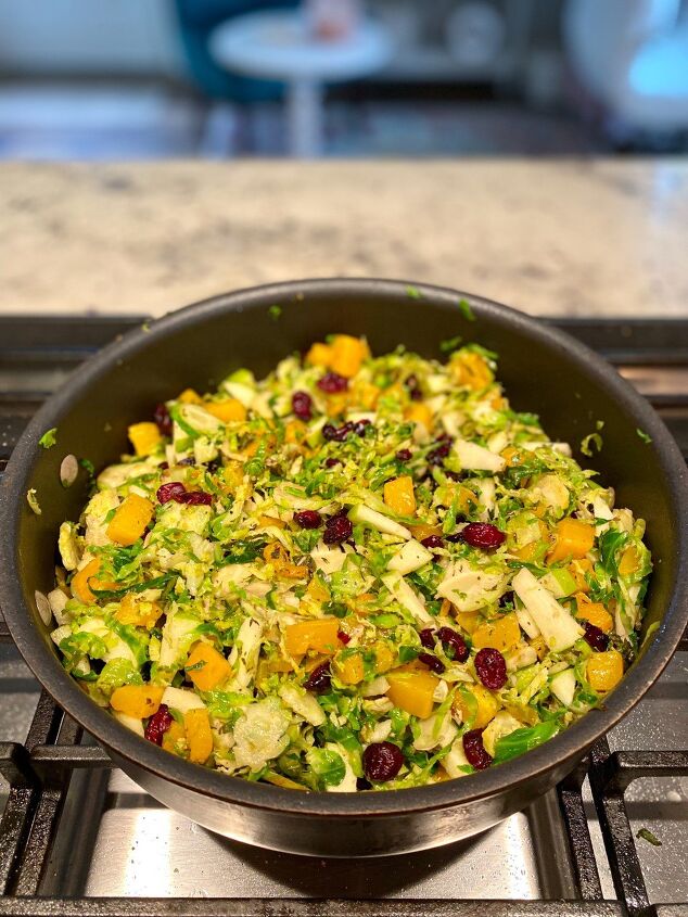 butternut squash and brussels sprouts salad happy honey kitchen, Add all the ingredients when the Brussels sprouts are tender