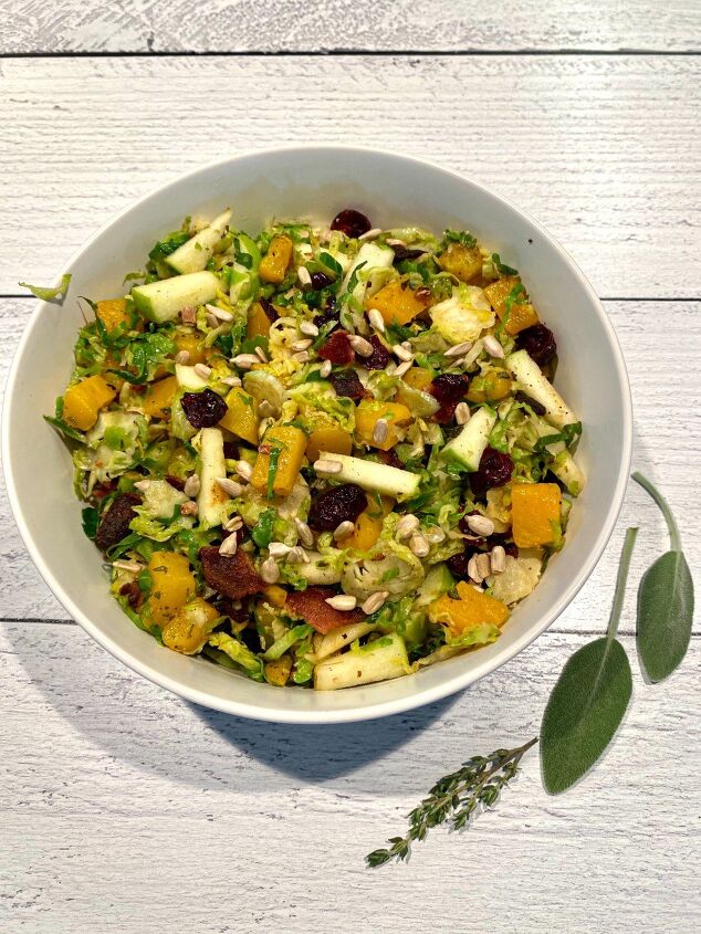 butternut squash and brussels sprouts salad happy honey kitchen