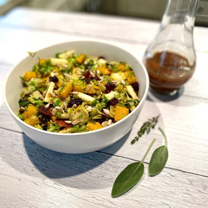 butternut squash and brussels sprouts salad happy honey kitchen