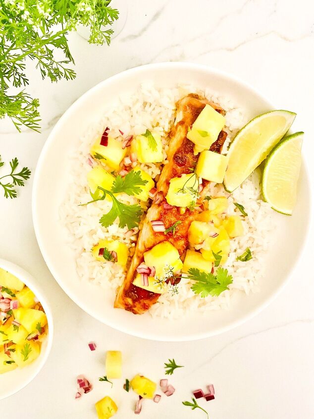 10 pineapple recipes you have to try before summer s completely gone, Pineapple Soy Glazed Salmon With Coconut Rice