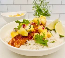 30 minute pineapple soy glazed salmon with coconut rice
