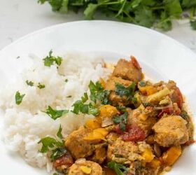 slow cooker curried sausages with coconut milk