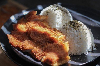 lemon chicken katsu sauce furikake rice
