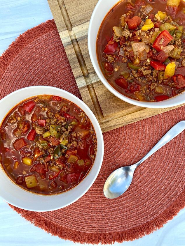 low carb spicy stuffed bell pepper soup happy honey kitchen