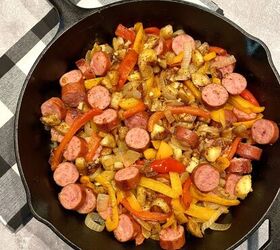 Simple Sausage Skillet With Onions, Peppers, and Potatoes - Happy Hone