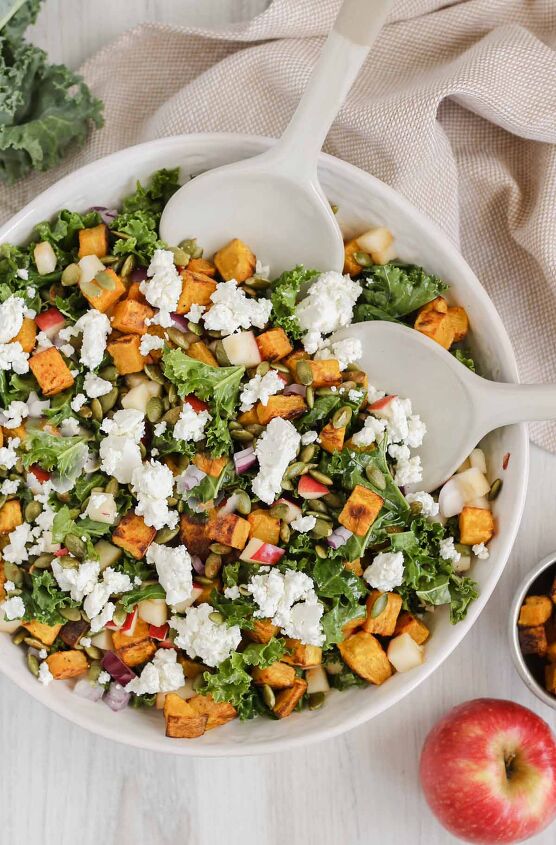 kale roasted butternut squash salad w goat cheese