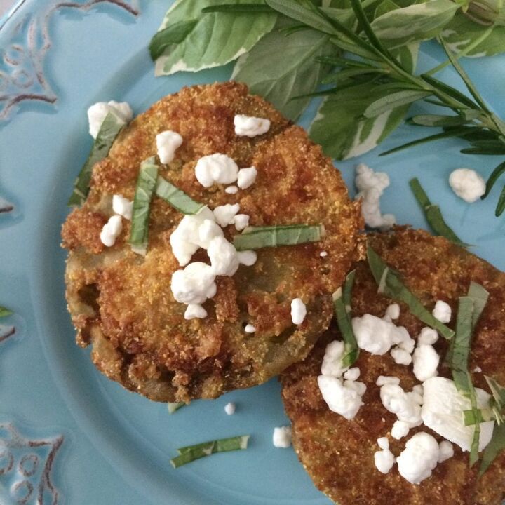 fried green tomatoes with goat cheese herbs