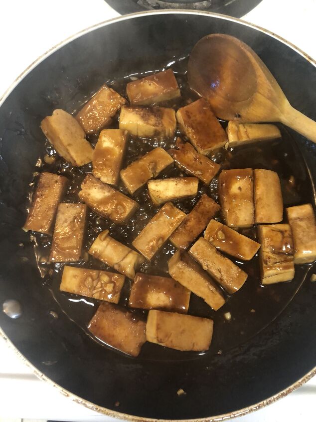 sticky soy and garlic tofu