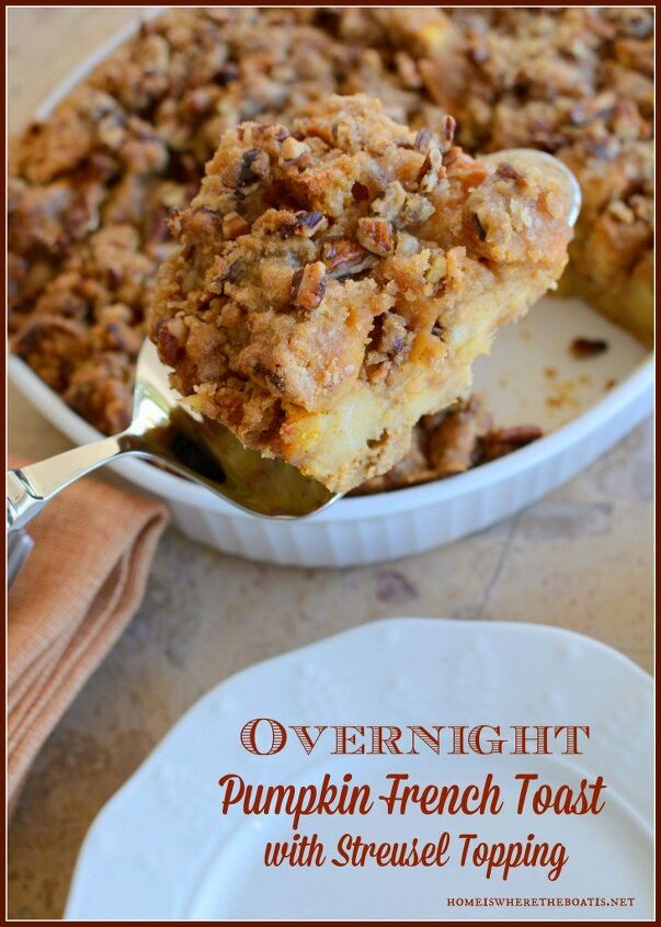 overnight pumpkin french toast with streusel topping