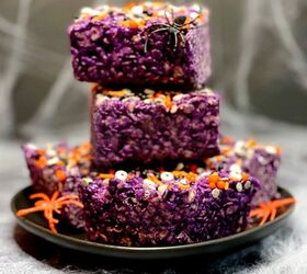 19 spooktacular halloween recipes to trick or treat yourself, Ube Halloween Rice Krispie Treats