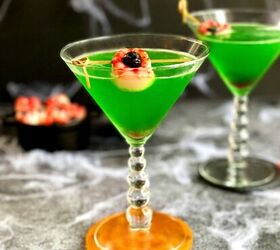 sip slurp and shiver devilishly delicious halloween drink recipes, Green Halloween Lychee Gin Cocktail
