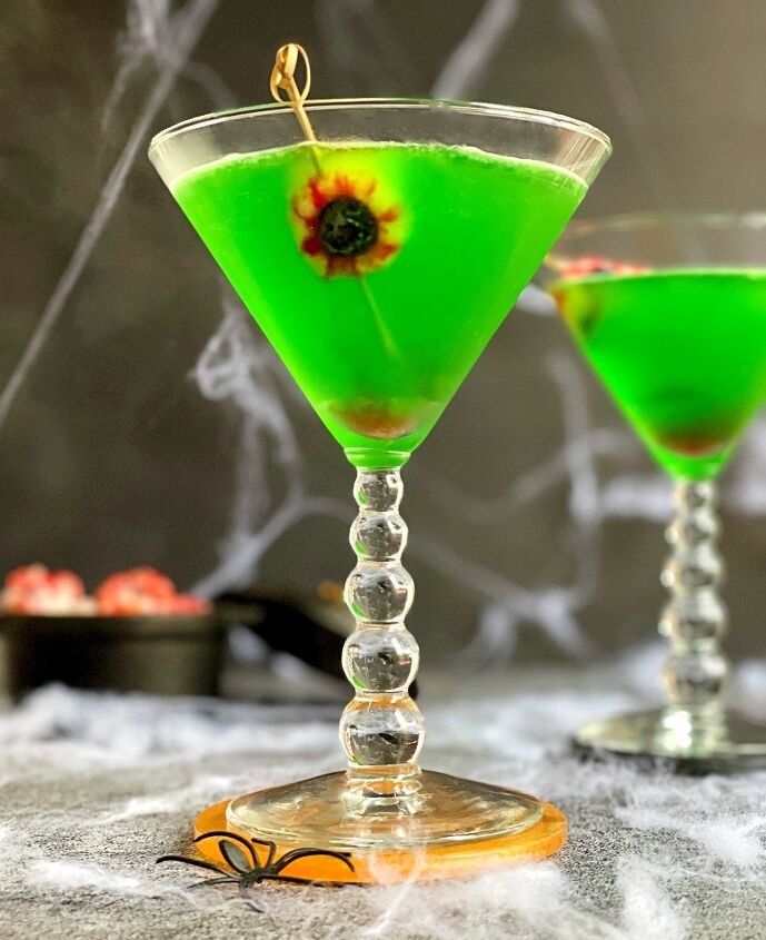 green halloween lychee gin cocktail