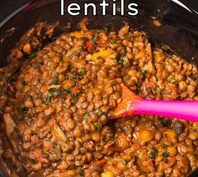s 12 easy dump and go crockpot slow cooker recipes, Cheesy Slow Cooker Lentils