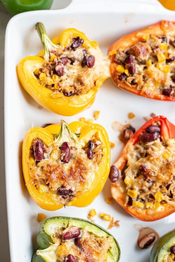 this taco stuffed peppers recipe is an easy weeknight meal for the who