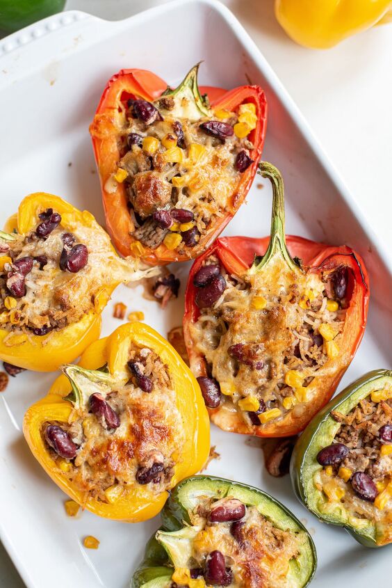 this taco stuffed peppers recipe is an easy weeknight meal for the who