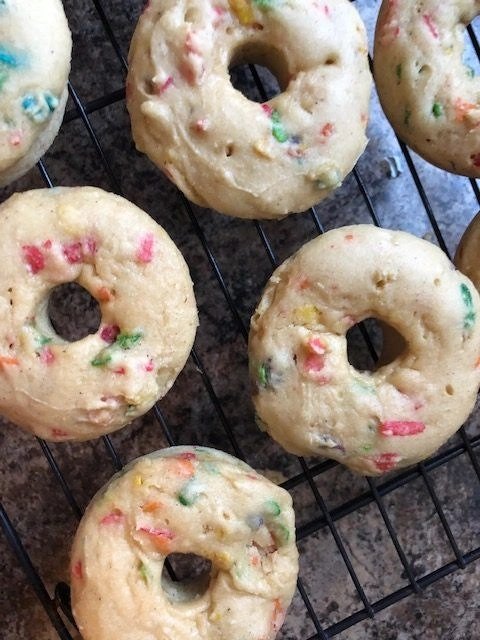 fruity pebbles and coffee donuts