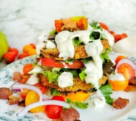 Tastes like an indulgent, fried-green-tomato BLT, but technically counts as a salad