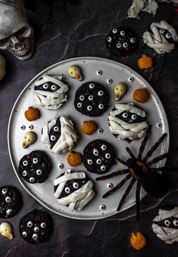 s 12 haunting halloween treats that your kids will love, Paleo Double Chocolate Mummy Cookies