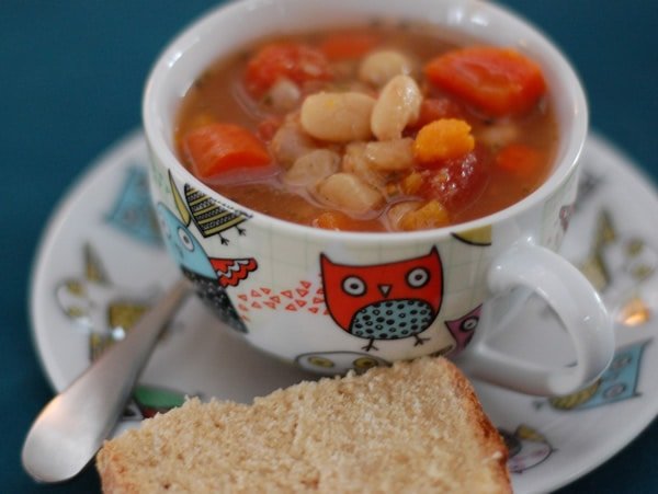 super easy white bean veggie soup slow cooker
