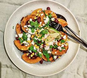 Mexican Squash Salad With Charred Corn, Beans, Lime & Feta