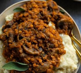 hearty vegetarian lentil stew, This savory stew over creamy mashed potatoes is the perfect easy dish to make on a busy weeknight