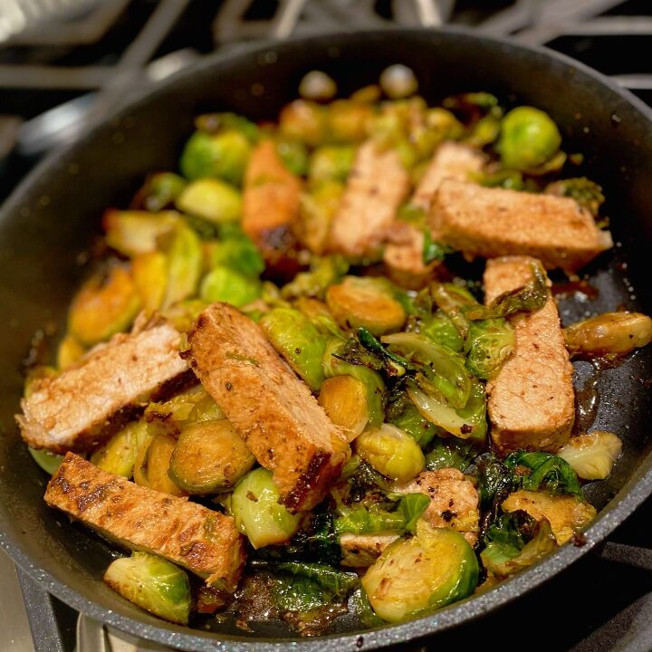vic s tricks to one pan pork brussels sprouts