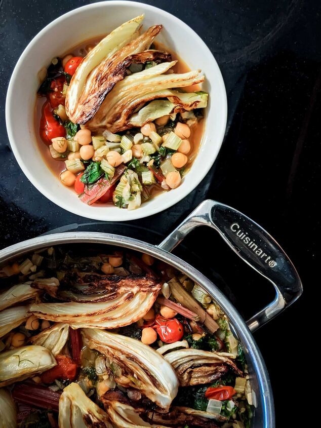 caramelized fennel swiss chard and chickpea stew