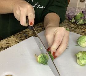 merry bright brussels sprout salad, Slicing off the ends