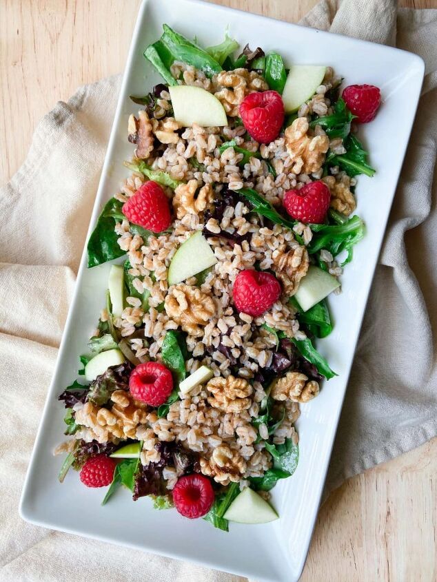 farro salad with fruit and honey mustard dressing