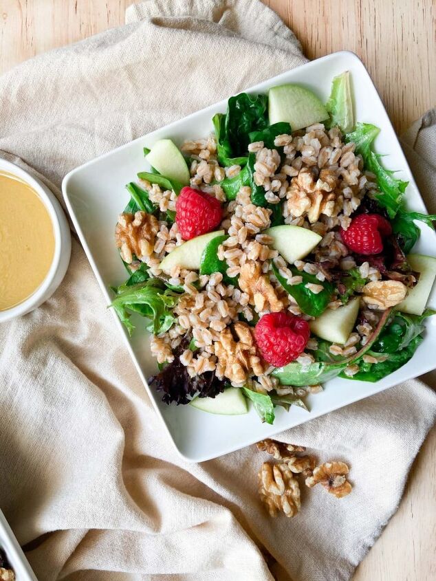 farro salad with fruit and honey mustard dressing