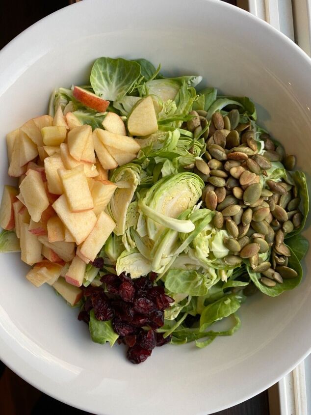 shaved brussel sprouts salad with honey mustard dressing