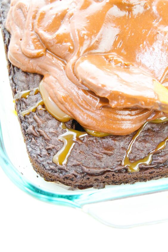 this easy decadent snickers poke cake is a quick dessert recipe