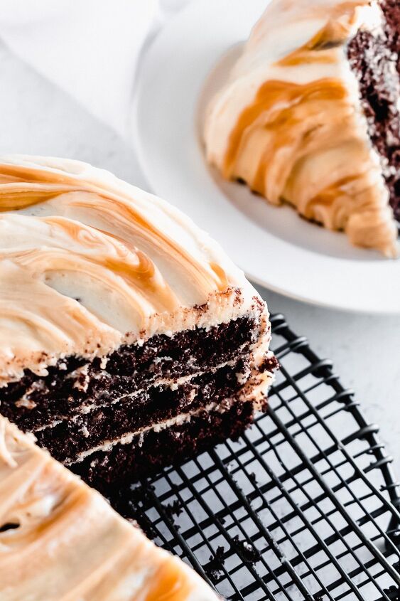 super fudgy salted caramel mocha layer cake