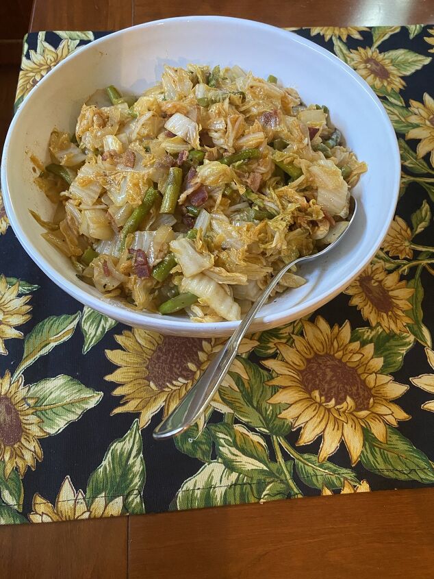 fried cabbage asparagus and bacon recipe