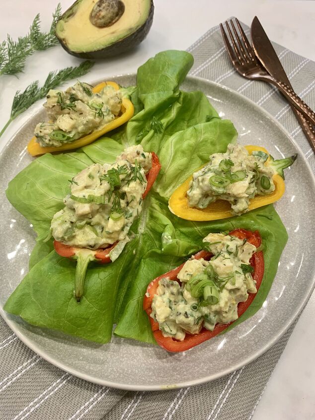 s 10 creative and easy to make thanksgiving appetizers, Chicken Avocado Salad Boats