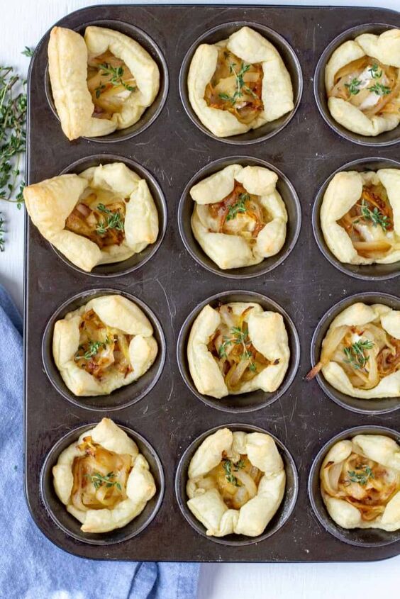 s 10 creative and easy to make thanksgiving appetizers, Caramelized Onion Brie Appetizer Bites