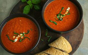 Roasted Red Pepper Soup With Creamy Whipped Feta