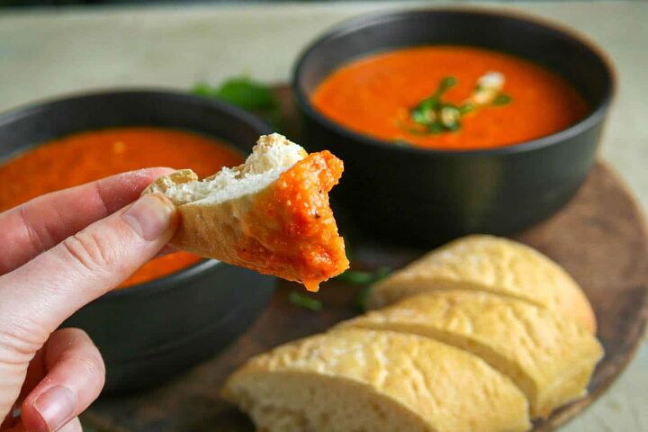 roasted red pepper soup with creamy whipped feta