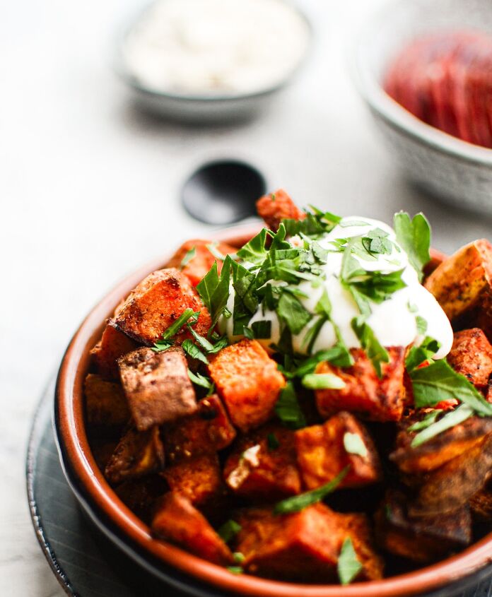 s 10 healthy delicious recipes that turn sweet potato into a main dish, Sweet Potato Patatas Bravas