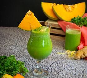 Green Smoothie |  Kale-Cantaloupe-Ginger Smoothie