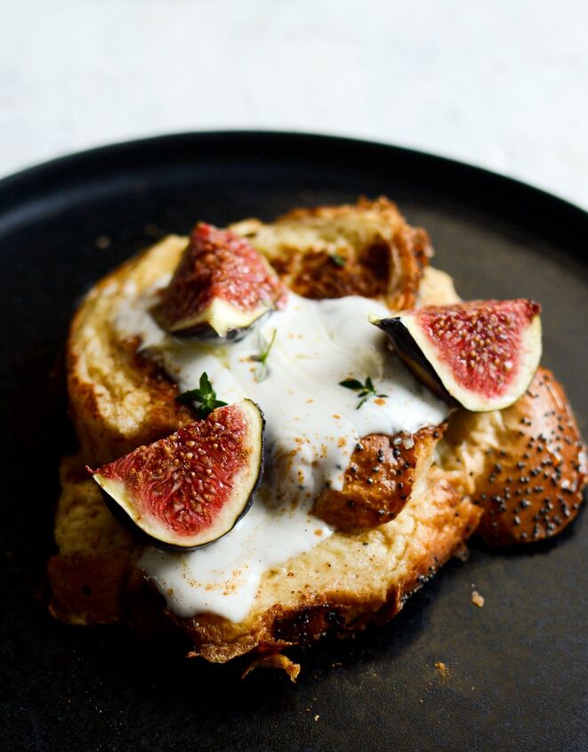 challah french toast with greek yoghurt figs honey thyme