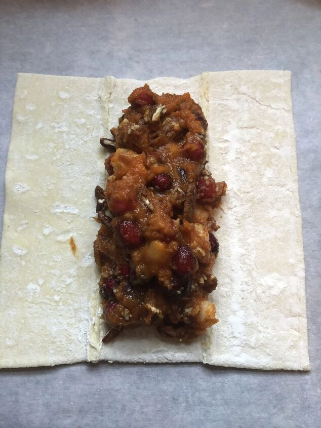 pumpkin strudel with pears cranberries and pecans