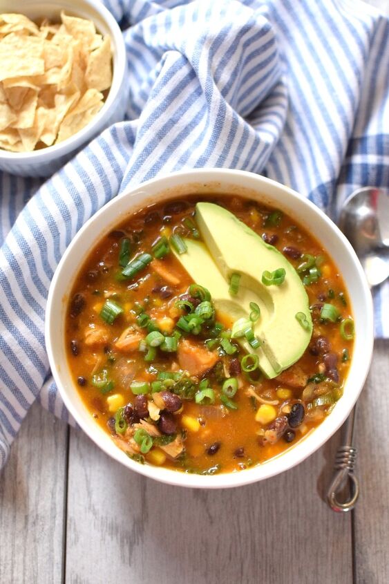 s 10 healthy vegan soup recipes that are perfect for winter, Mock Chicken Tortilla Soup
