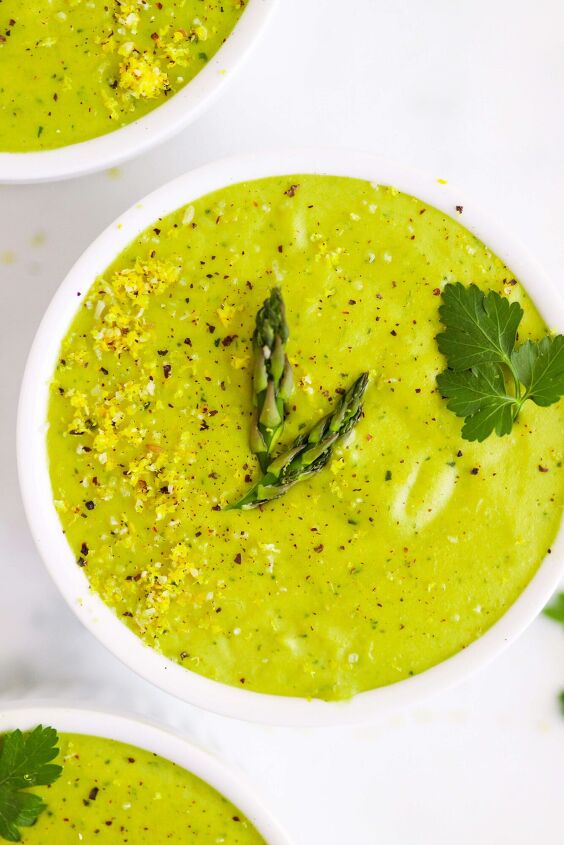 s 10 healthy vegan soup recipes that are perfect for winter, Creamy Green Asparagus Parsley Soup