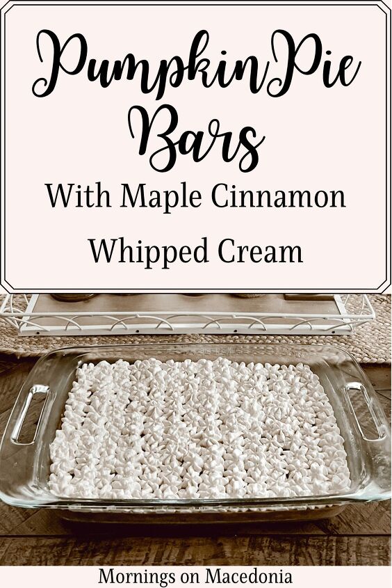 pumpkin pie bars with maple cinnamon whipped cream, Pin for later