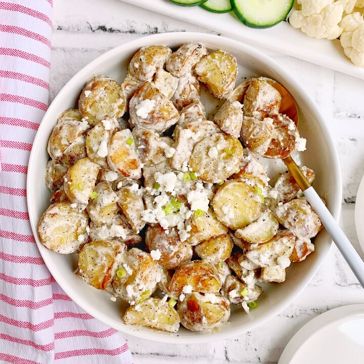 roasted potato salad with creamy feta dressing