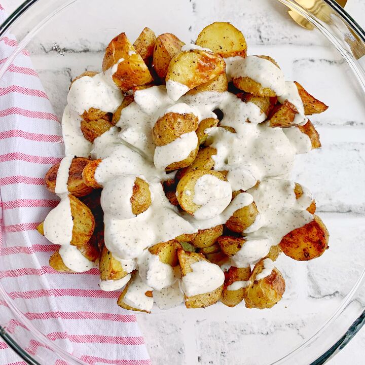 roasted potato salad with creamy feta dressing