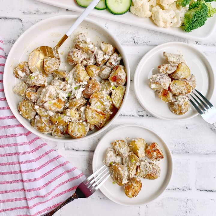roasted potato salad with creamy feta dressing